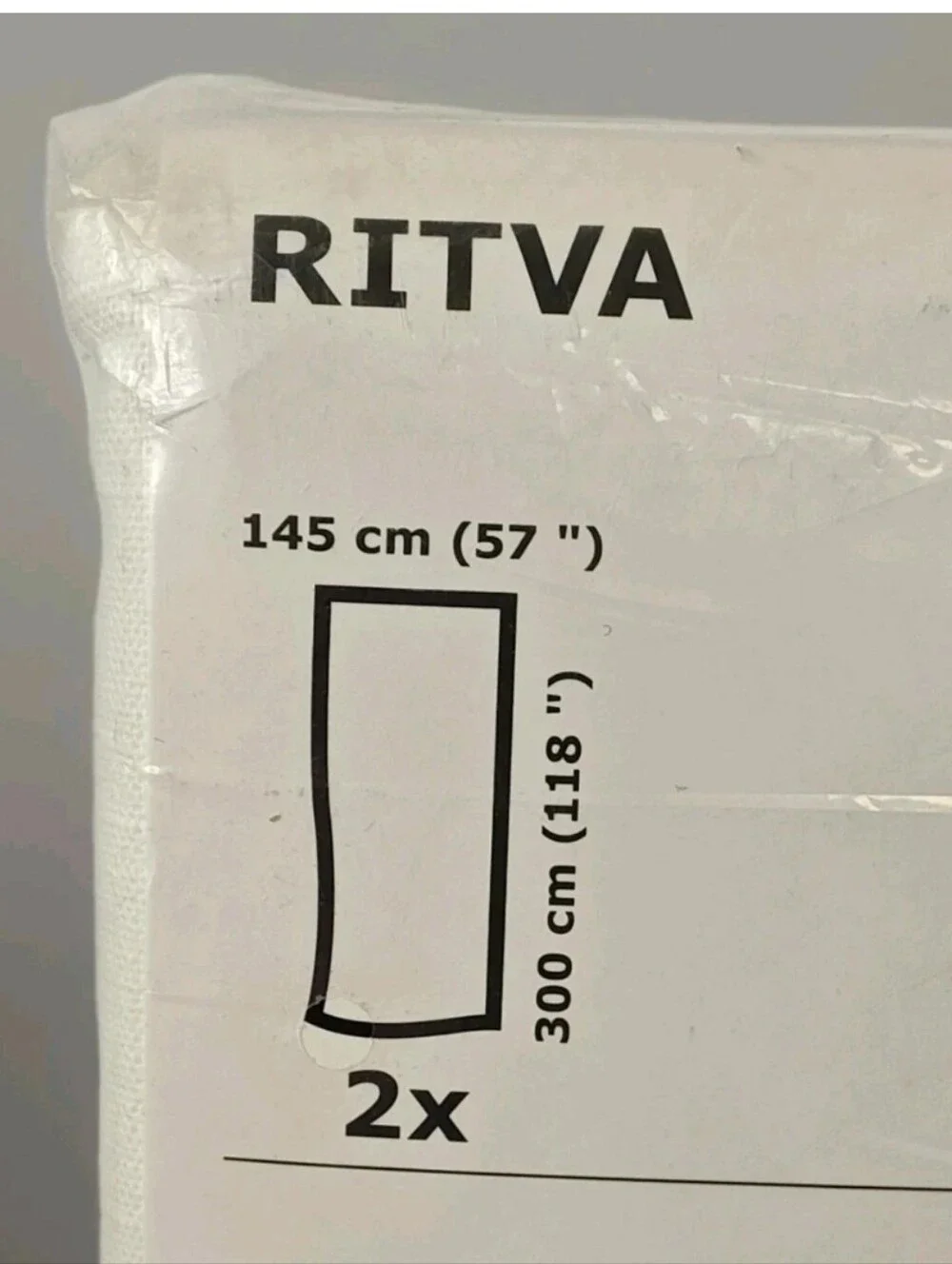 Ikea Ritva Light Filtering Long Curtain White Textured Grid 2 Pc 57